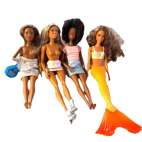 Mattel Other - 4 BARBIE Doll Diverse Lot MATTEL Ethnic Dark Skin Melanin Black African Afro